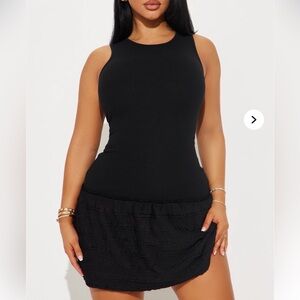 NWT Fashion Nova Sydney Black Ribbed Mini Dress Xl